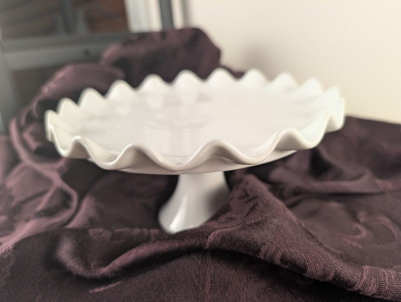 BIA Cordon Bleu White Ruffled Pedestal Dessert Stand Candy Serving gallery