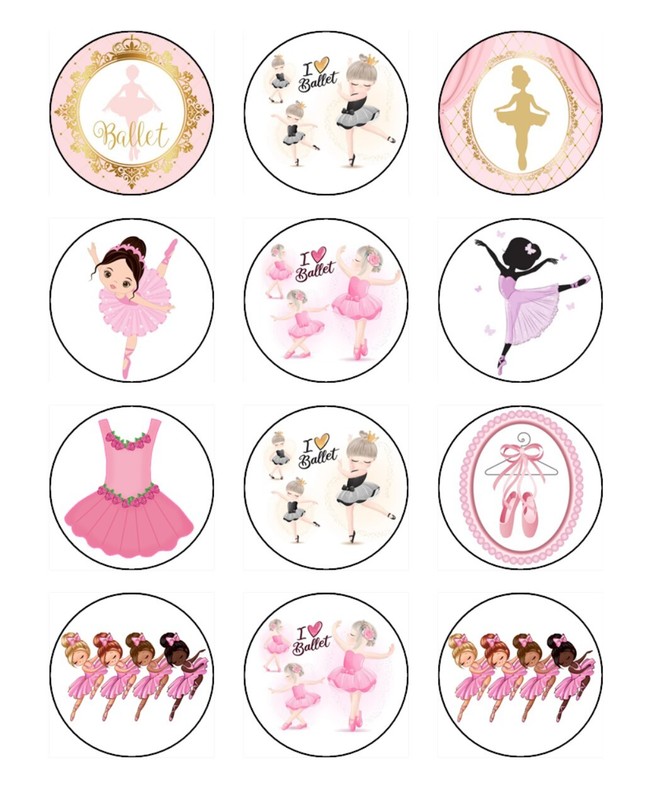 Ballerina Edible Cupcake Toppers Wafer Dancing Cake Decorations (3 Designs)