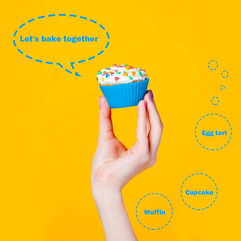 24 Pack Silicone Cupcake Baking Cups Reusable Food-Grade BPA Free Non-Stick Muff gallery