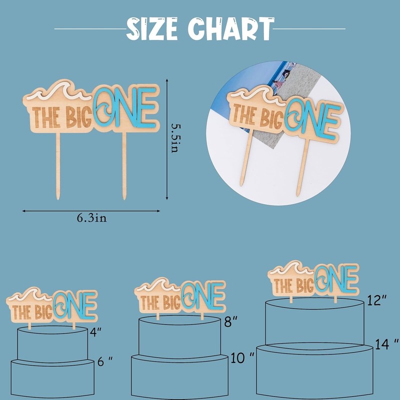 The Big One Wooden Cake Topper - Wave Theme First/1st Birthday Party gallery