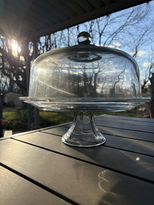 Anchor Hocking Park Avenue Pedestal Cake Stand with Dome Punch bowl Lid gallery