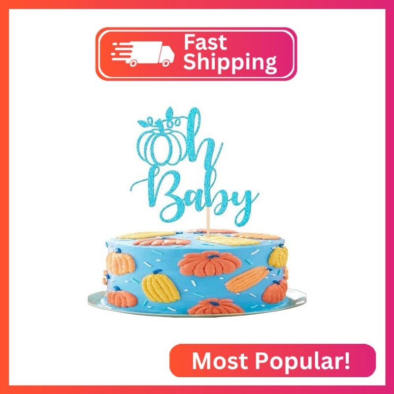 1 PCS Pumpkin Oh Baby Cake Topper Glitter Fall Pumpkin Cake Pick Pumpkin Baby Sh