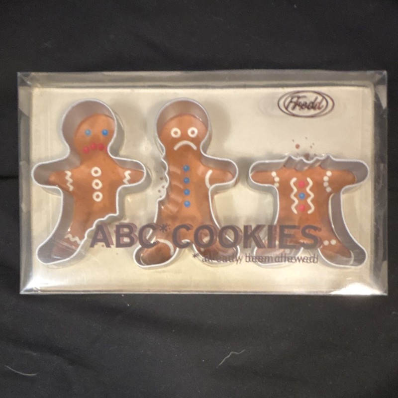 Fred ABC Cookies Gingerbread Man Cookie Cutters Set 3 Metal Silver Christmas