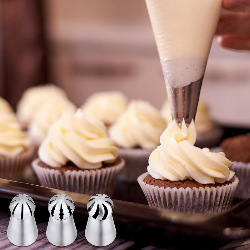 3Pcs/Set Ball Russian Piping Tips,Stainless Steel Russian Piping Tips with 10... gallery