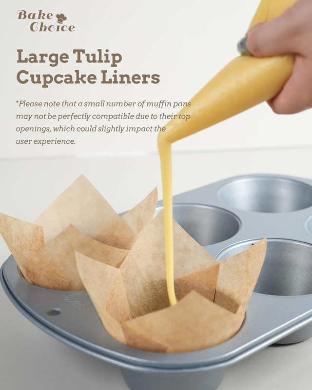 Nordic Paper100Pcs Large Size Brown Tulip Cupcake Liners for Baking Cups EU Parc gallery