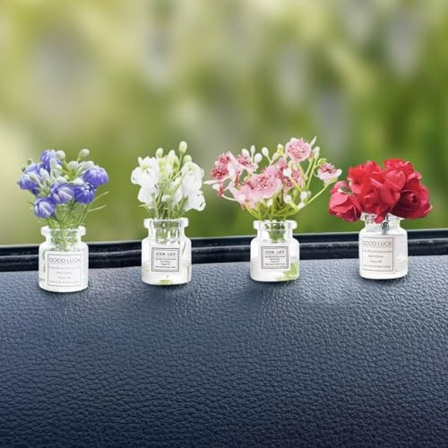 Set of 4 Cute Mini Rose Flower Vase Car Jasmine+cherry Blossom+rose+lavender gallery