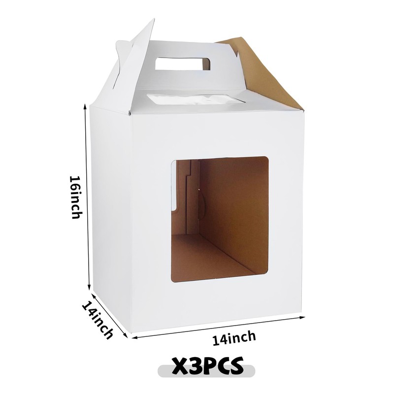 3PCS White Tall Cake Boxes Tier Cakes 14x14x16 Inch Layer Cakes Carrier Tall ... gallery