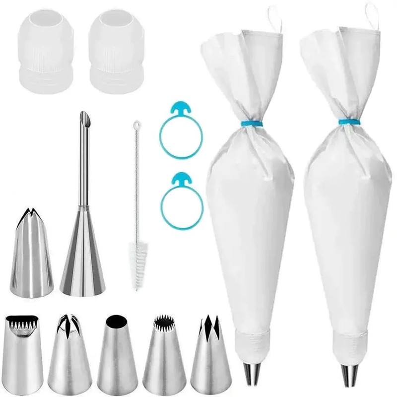 Piping Bags and Tips Set, 14Pcs Cake Decorating Kit with 16 inch Reusable Cot…