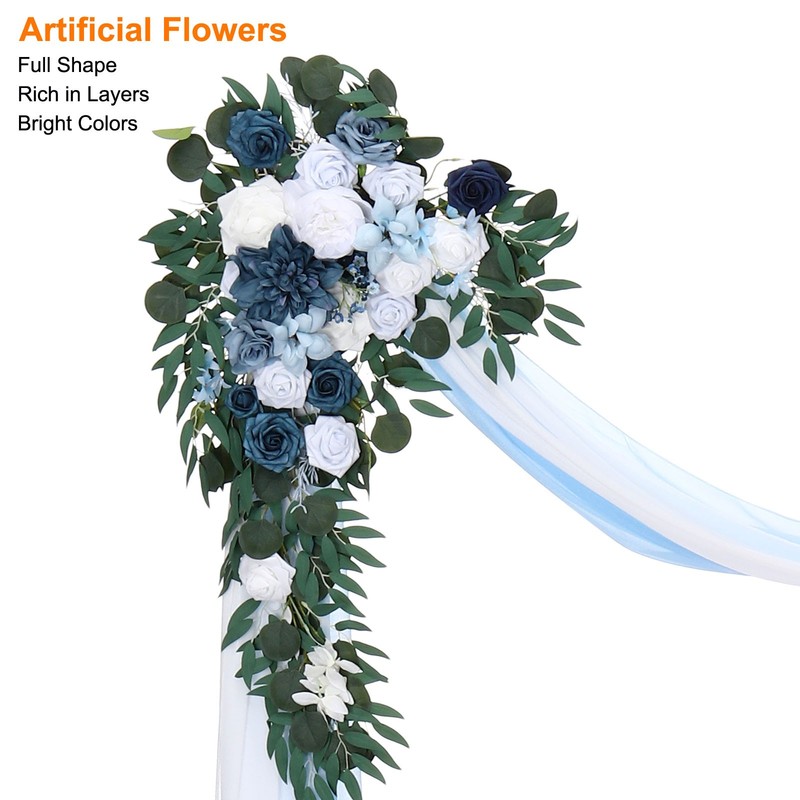 Artificial Wedding Arch Simulation Flowers Kit Pack of 4, Light blue and White gallery