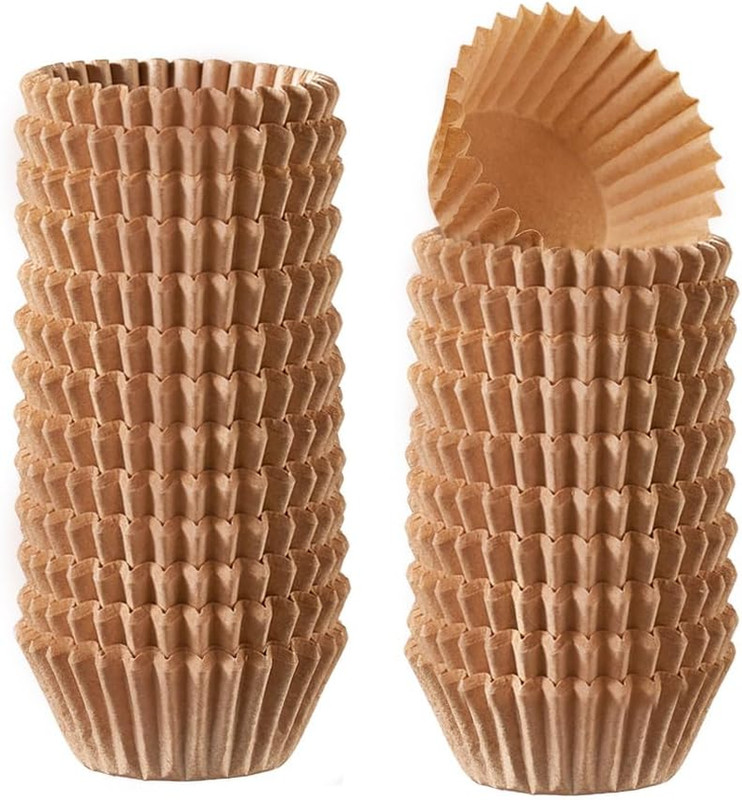 [500 Pcs] Kraft Mini Cupcake Liners for Baking - Food Grade & Grease-Proof, Dura gallery