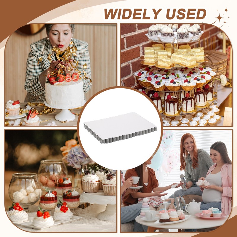 12 Pcs Rectangle Cake Boards, 13.5 x 10 Inch Cake Base Cupcake Cardboard, White gallery