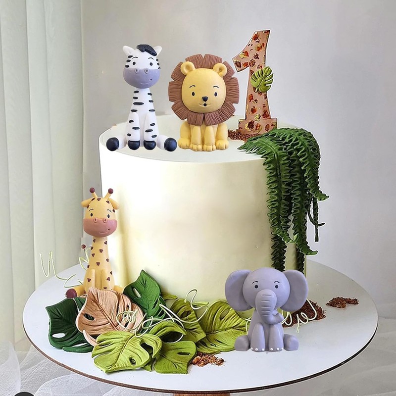 Safari Animal Cake Toppers Jungle Wild Cake Decorations with Lion Giraffe gallery