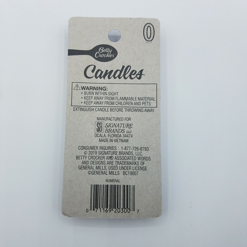 Betty Crocker Numeral Birthday Candle zero O 3" number (6) PACK FREE SHIPPING.. gallery