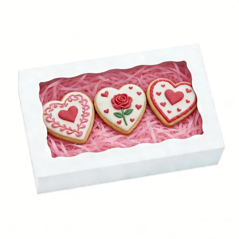 EAAHO 20pcs White Cookie Boxes 8x5x2 Inches Bakery Boxes with Window