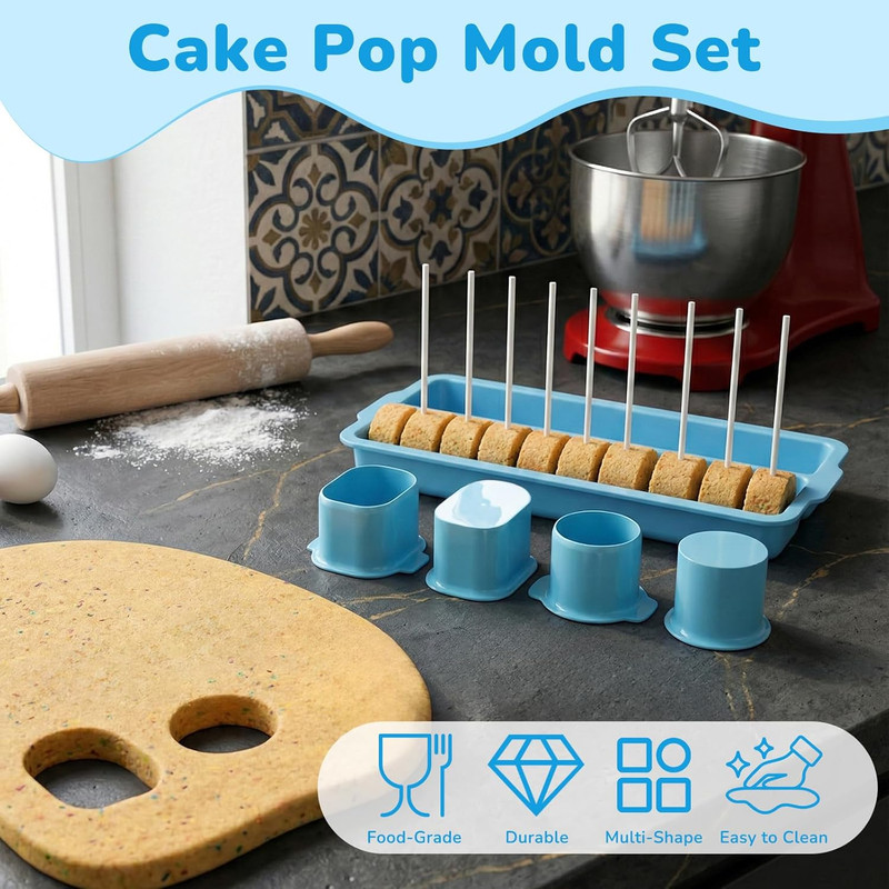 Cake Pop Mold Set with Tray, Round Cake Pop Cutter and Pusher, Large Capacity Tw gallery