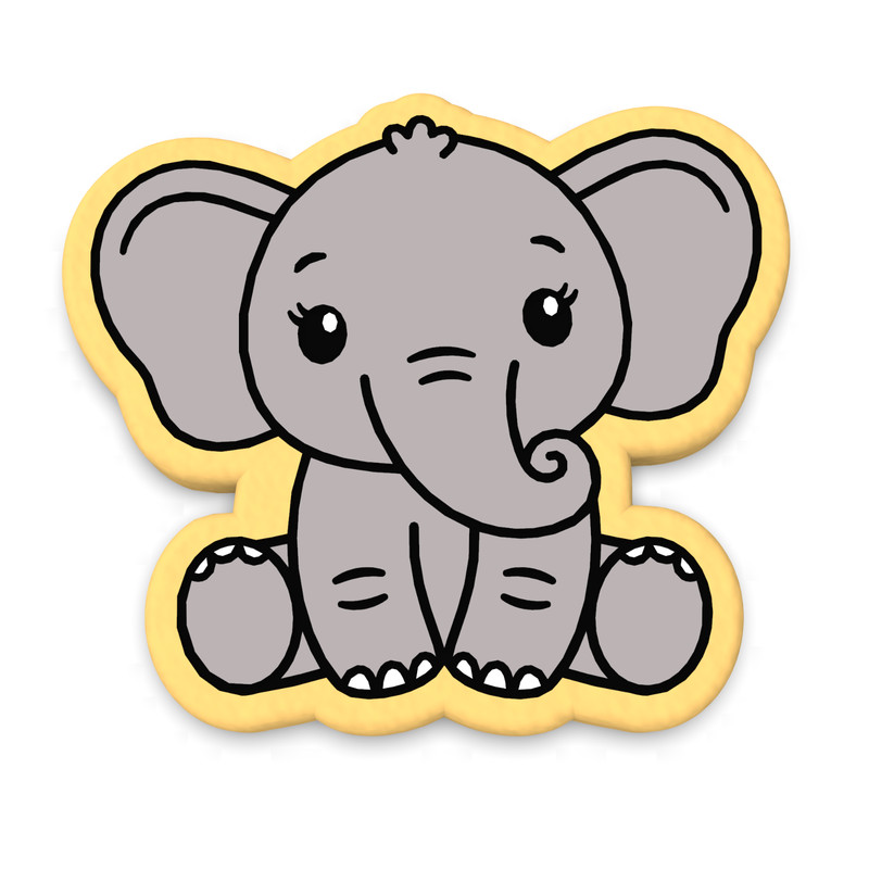 Baby Elephant Cookie Cutter & Stamp | Baby Shower Zoo Safari African Animal gallery