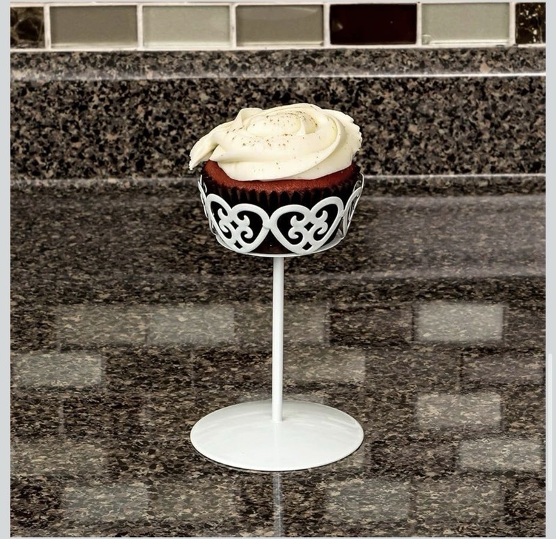 White Metal Single Cupcake Stand Modern Glossy Holder for Parties 8 piece gallery