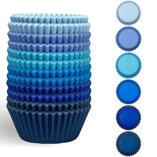300 Counts Cupcake Liners Cupcake Cups Food Grade 6 Solid Blue Colors Cupcake Pa