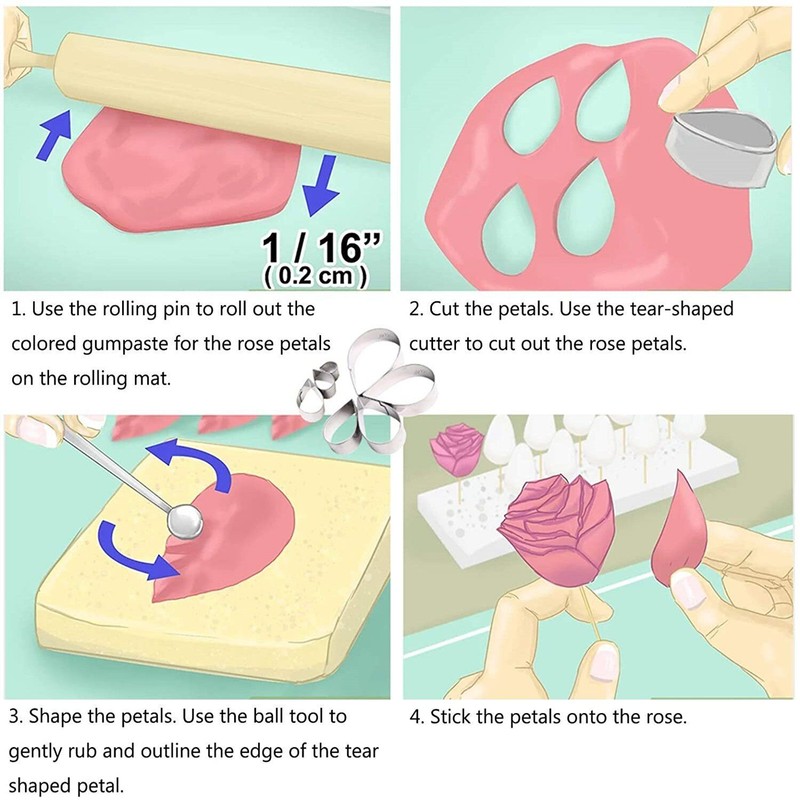 Tear Drop Cutter Rose Petal Pottery Cutters DIY Cake Fondant Decorations 1pc Set gallery
