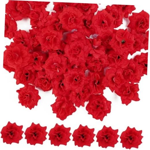 RONYOUNG 55PCS Red Roses Buds Artificial Flowers Bulk, 1.2" Small Silk Fake gallery