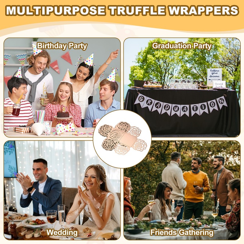 25PCS 4 Inch Truffle Wrappers for Wedding Birthday, Rose Gold gallery