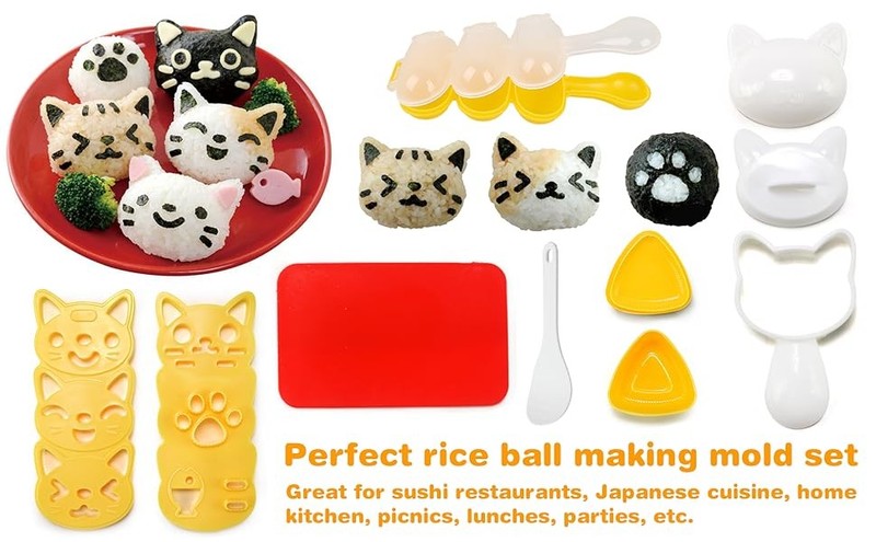 Cute Cat Rice Ball Molds 6 Sets Sushi Molds Bento Box Accessories Kits with 1PC gallery