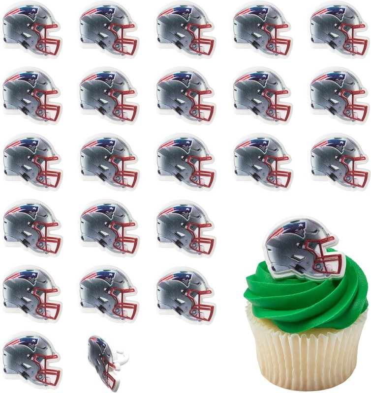 NFL New England Patriots Helmet Rings, 24 Football Cupcake Decorations,