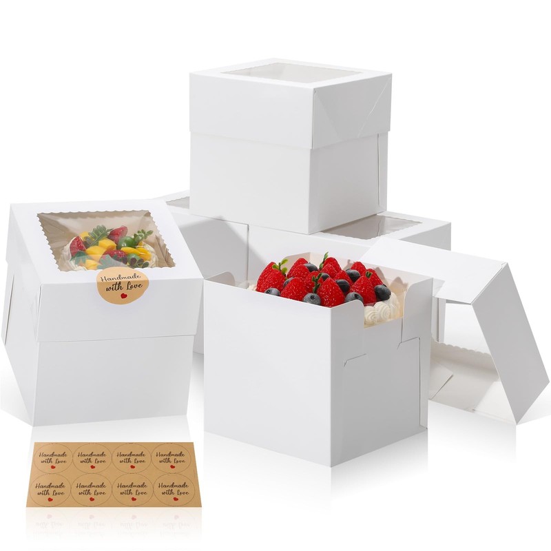 15 PCS 6x6x6 Inch Mini Cake Boxes Square Bakery Window Pastry Cupcake Party