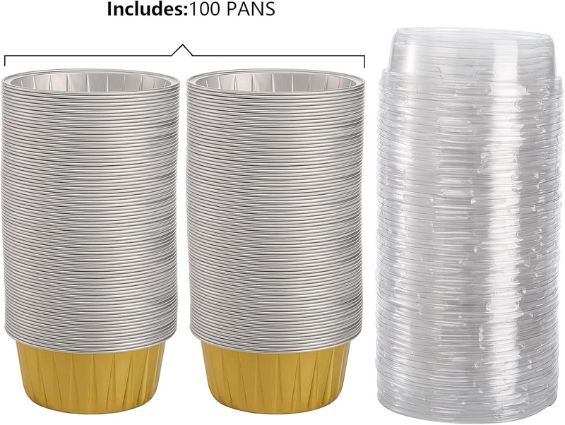 DEAYOU 100-Pack Aluminum Foil Baking Cups with Lids, 5Oz Disposable Muffin Cupca gallery