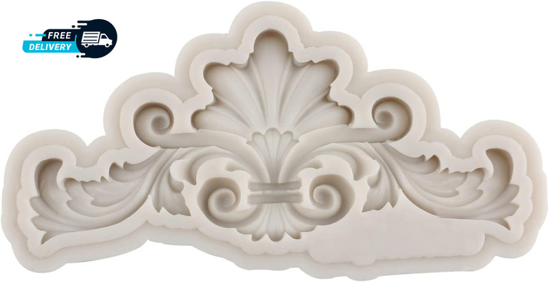 Baroque Style Curlicues Scroll Lace Silicone Fondant Molds Relief Flower Molds. gallery
