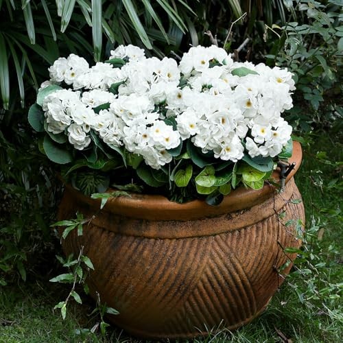 2 Pcs Artificial Flowers Outdoor Potted Large - 16’’ Artificial Geranium White gallery