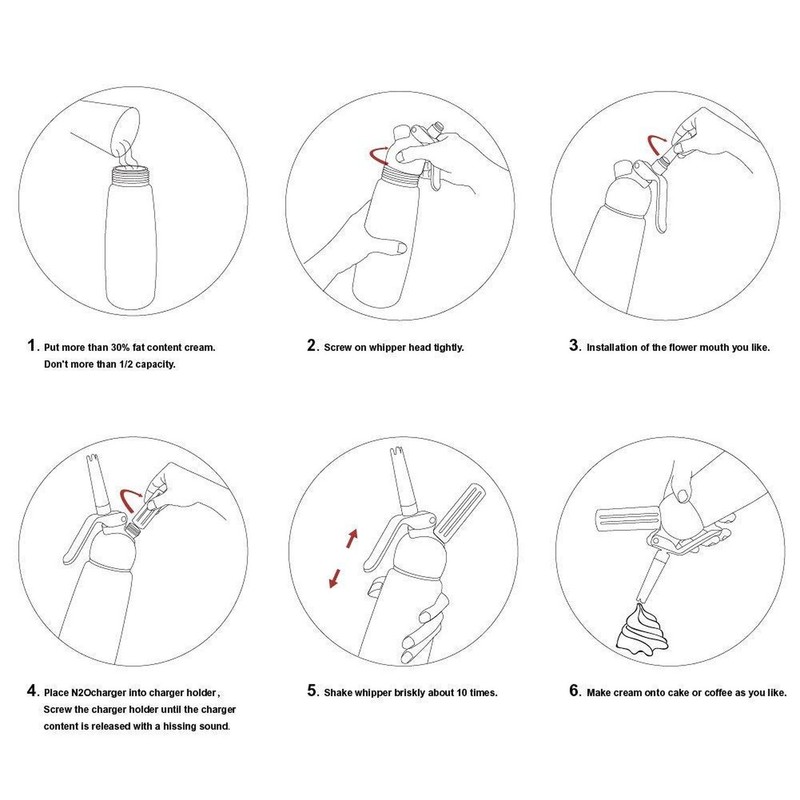 Sivaphe Manual Whipped Cream Dispenser Aluminum 500ML/1 Pint Cream Whipper Fa... gallery