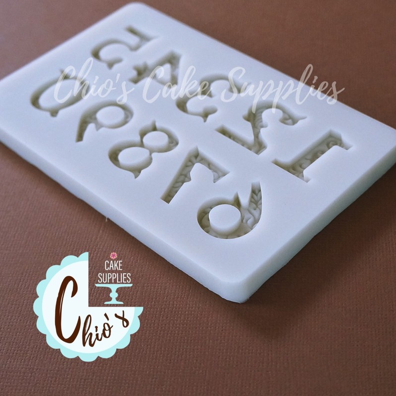 Fancy Numbers 0-9 Silicone Mold. For fondant, marzipan, chocolate, resin. gallery