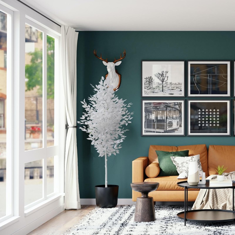 Funornam 7Ft Ficus Trees Artificial Large White Fake Tree Faux Plant For Home gallery