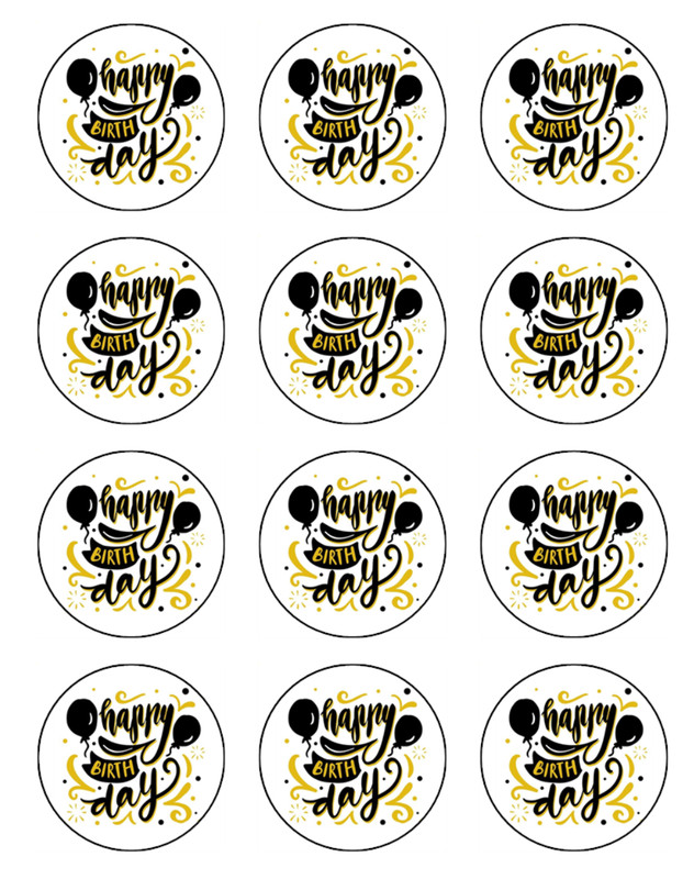 Happy Birthday Cupcake Toppers Wafer Birthday Cake Decorations (8 Designs) gallery