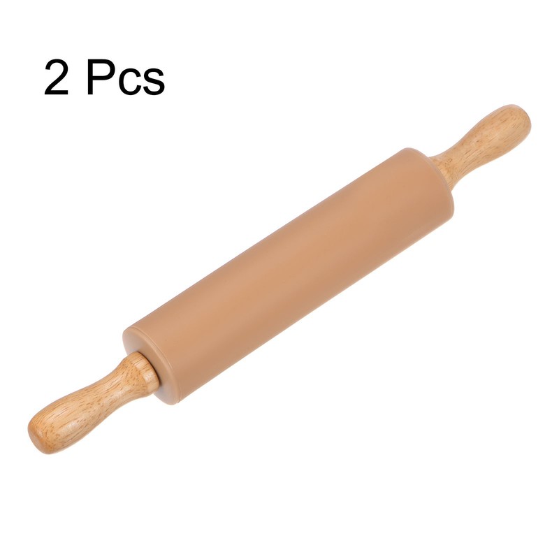 2pcs Silicone Rolling Pins for Baking 31cm x 4.2cm, Brown gallery