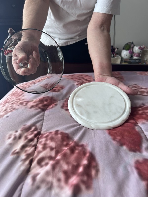 2-Piece Round Glass & Marble Cake Holder gallery