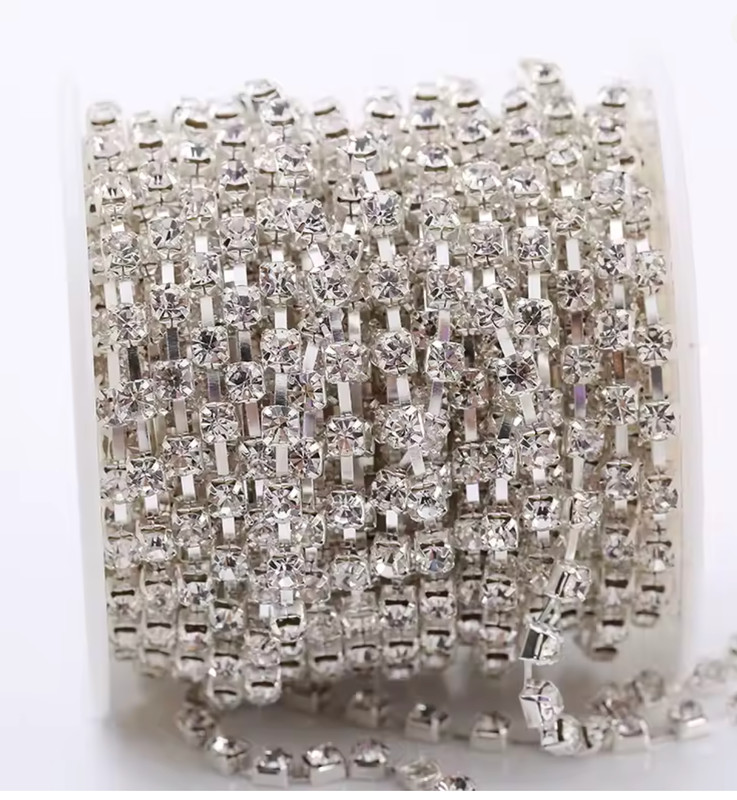 1 Meter Silver SS6 Diamante Rhinestone Sparse Crystal Chain A Sewing Craft gallery