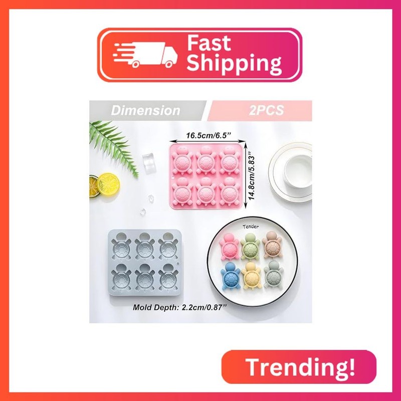 OURASHERO 2 Pack Chocolate Molds 6 Cavity Turtle Silicone Molds for Cake Gummy J gallery