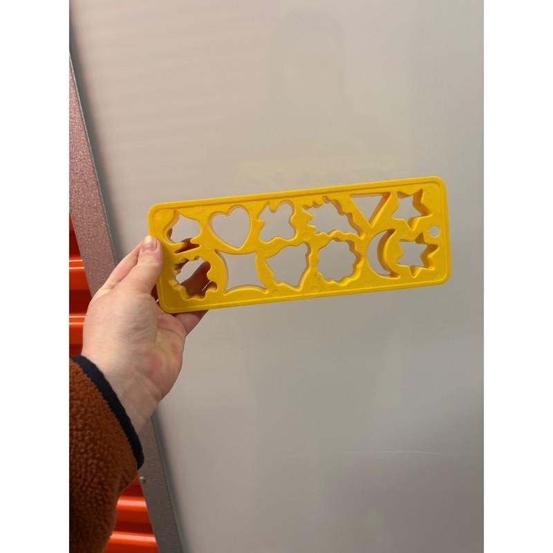 VTG 50s Wecolite Yellow Plastic Cookie Cutter Set Shapes Hearts Stars Flowers