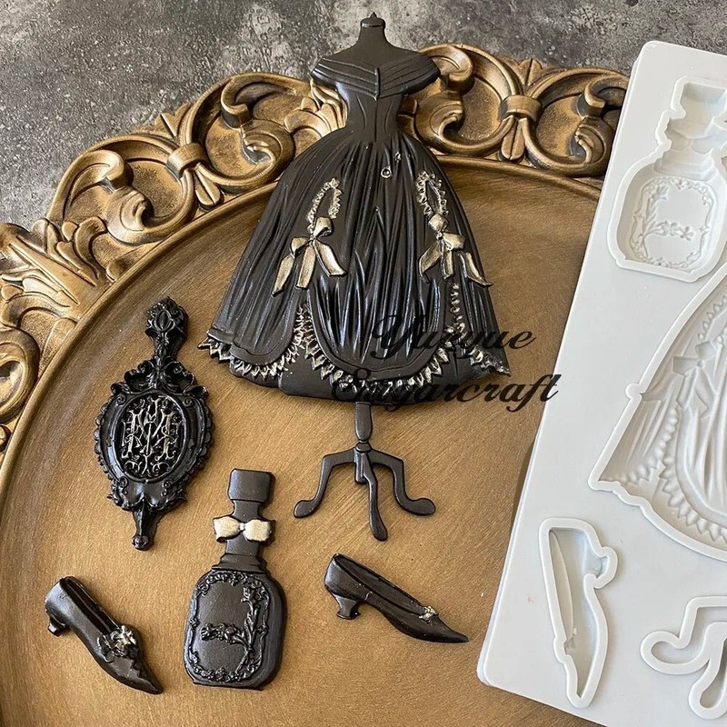 Wedding Dress Silicone Fondant Mould Epoxy Resin Plaster Mould Bride Dress Mold