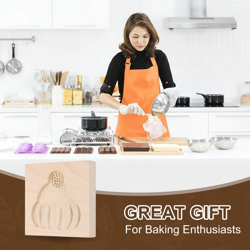Cookie Stamp, Wooden Cookie Biscuit Cutter (Hat with Pom-Pom) gallery
