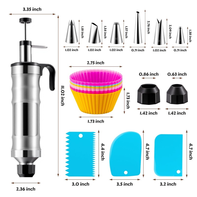 Dessert Decorating Syringe Set, Stainless Steel Frosting & Icing Piping Kit w... gallery