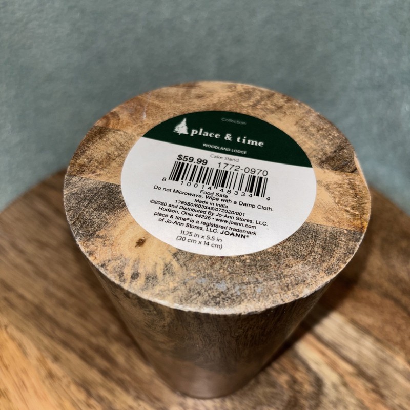 12” Wooden Cake Stand Base Only Place & Time Woodland Lodge LOC Z8 gallery