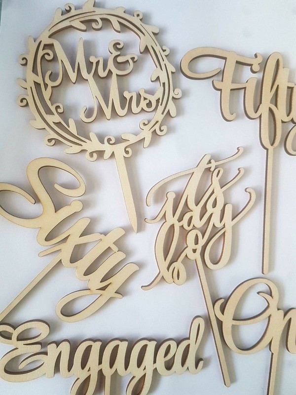 Wooden Cake Topper 1 2 3 21 30 40 50 60 Engaged It's A Boy Girl Mr& Mrs Birthday gallery