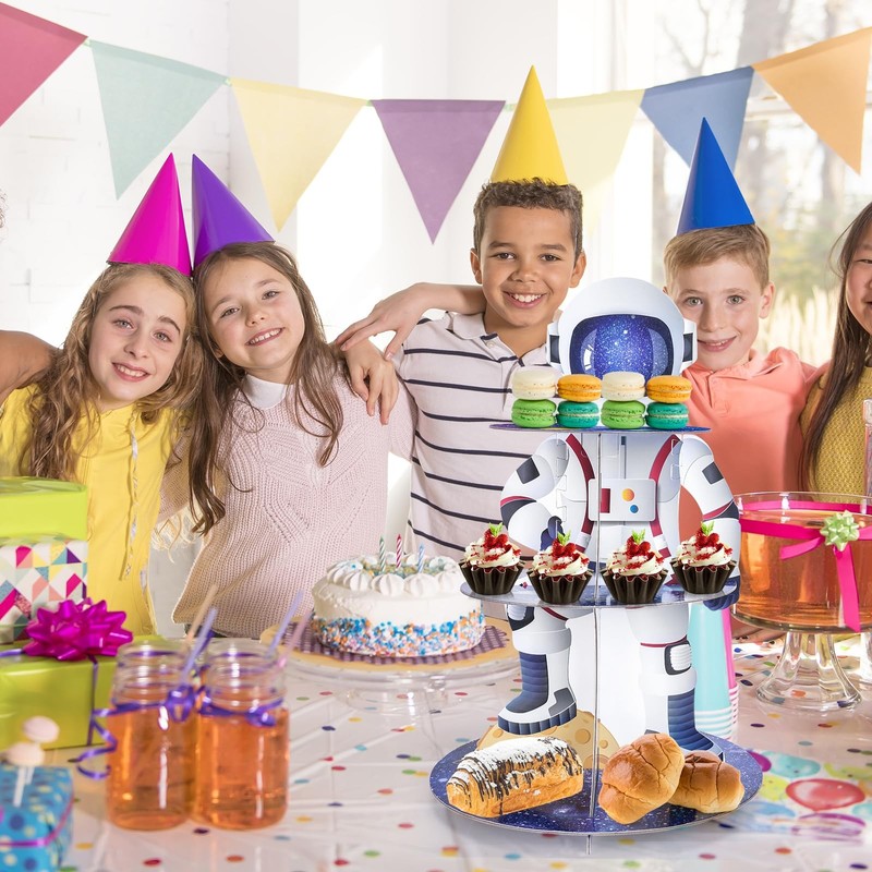 Outer Space Cupcake Stand - 3 Tier Astronaut Boy Cake Holder Decorations Dess... gallery