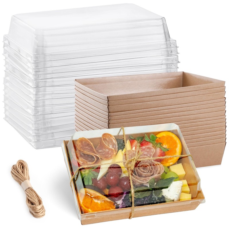 50 Pack Disposable Charcuterie Boxes with Clear Lids 7×5 Inches