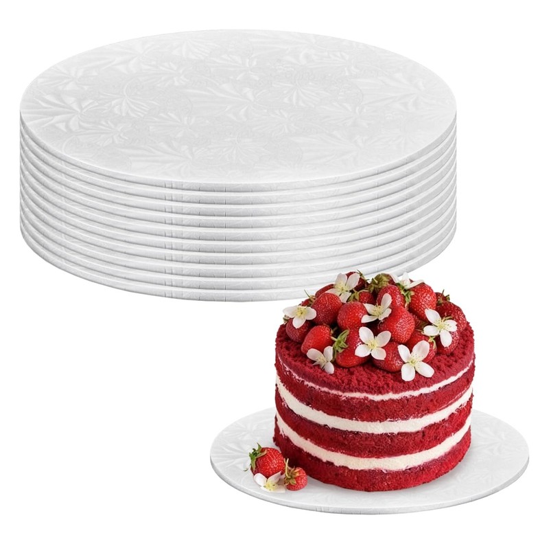 10 PCS Round Cake Boards 1/4 Inch Thick 10″ Professional Cake Drums White
