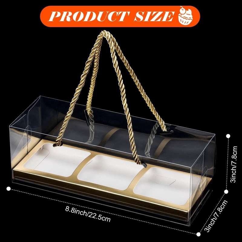 24 Pcs Clear 3 Cupcake Boxes 9 x 3 x 3 Inch Portable Cupcake Boxes with Rope ... gallery