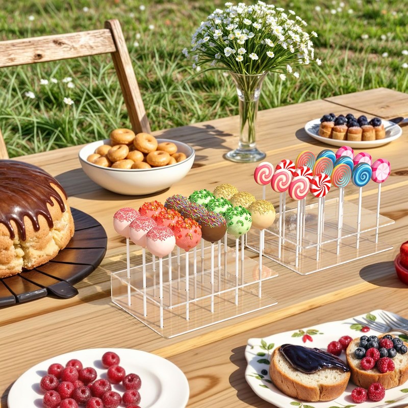 2 Pack Acrylic Cake Pop Stand 15 Holes with 100 Sticks and Wrappers Kit gallery